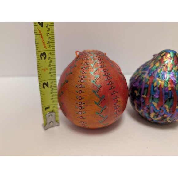 Hand-Painted Decorative Gourd Ornaments With Multicolor Patterns Hanging Strings - Picture 6 of 6